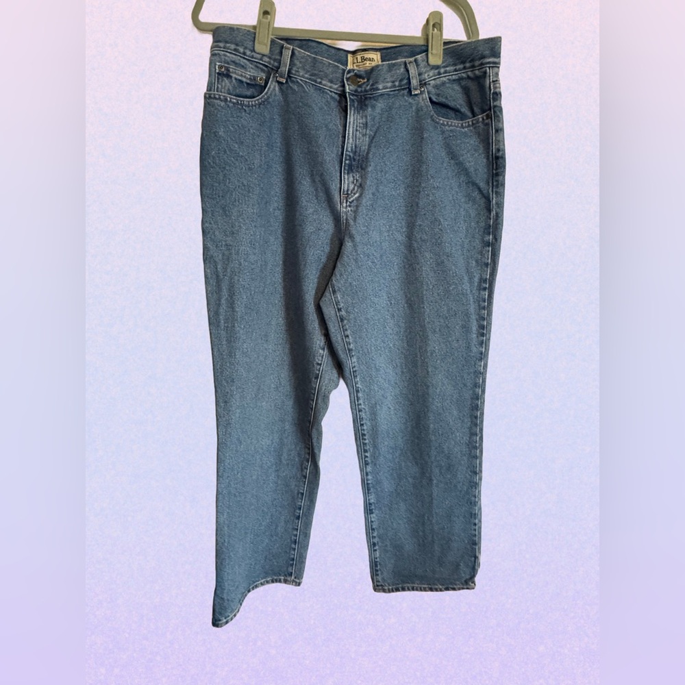 Vintage LL Bean Jeans Womens Straight Fit High Waist Med Wash Denim 90s grunge